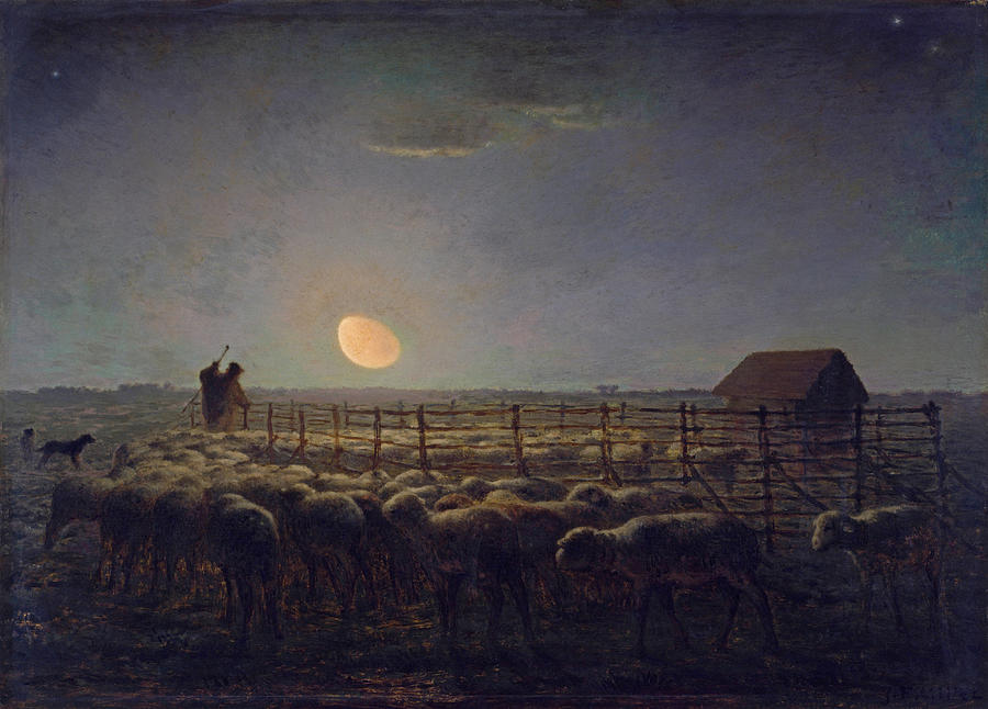 2-the-sheepfold-moonlight-jean-francois-millet