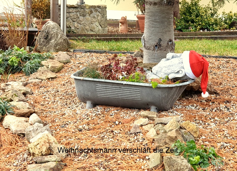 Weihnachtsmann verschläft die Zeit.