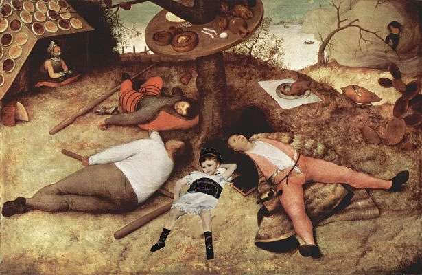 Brueghel, Schlaraffenland u. Mädchen