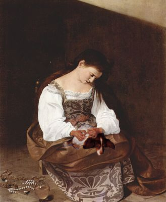 Caravaggio, Maria Magdalena floht Hund