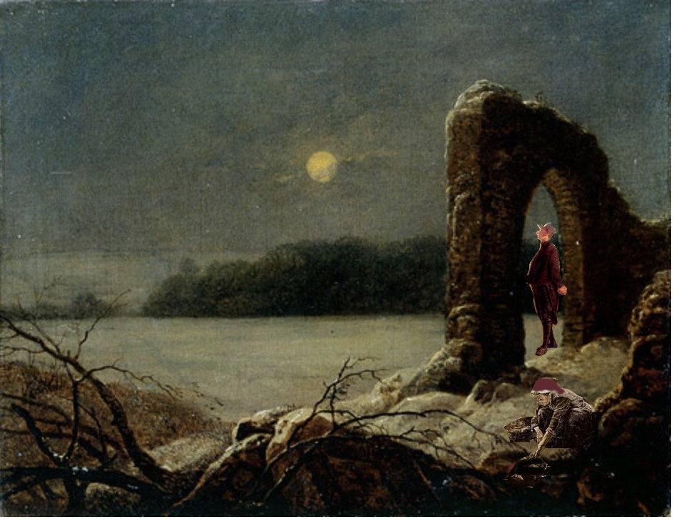 Carus und spähender Mann Kartoffelfraua