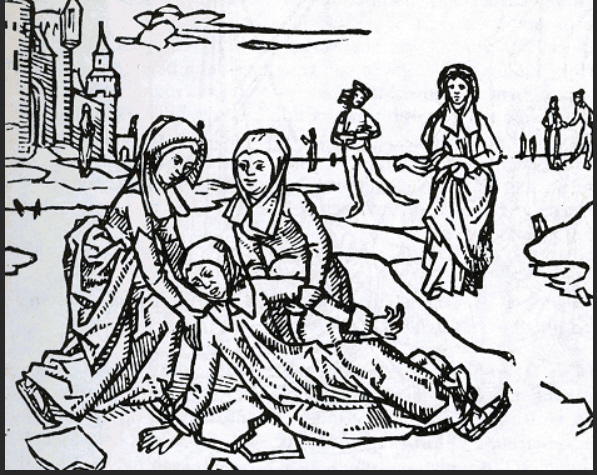 Holzschnitt Eislauf schwarzweiß