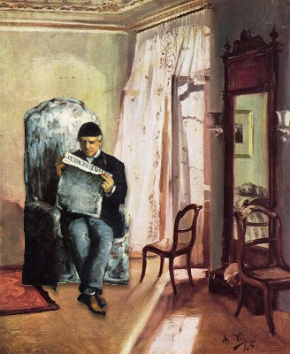 Menzel Balkonzimmer mit Zeitungsleser