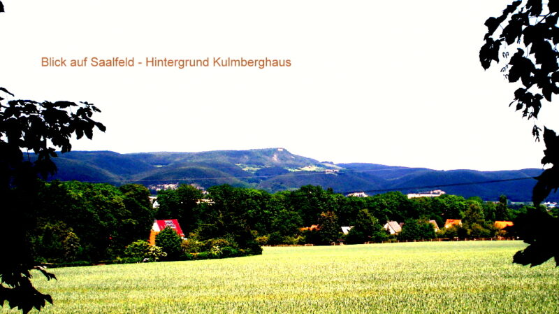 Blick auf Saalfeld - Hintergrund Kulmberghaus