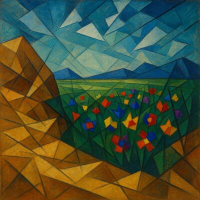 Blick aus der Wüste auf Wiese