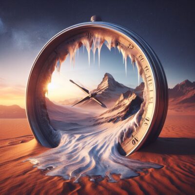 ein schmelzendes zifferblatt in einer wüste digital art