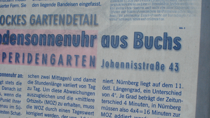 Beschreibung der Sonnenuhr.