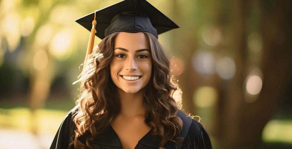 Junge Frau mit Doktorhut