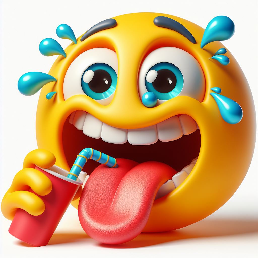ein durstiges smiley, 3D grafik