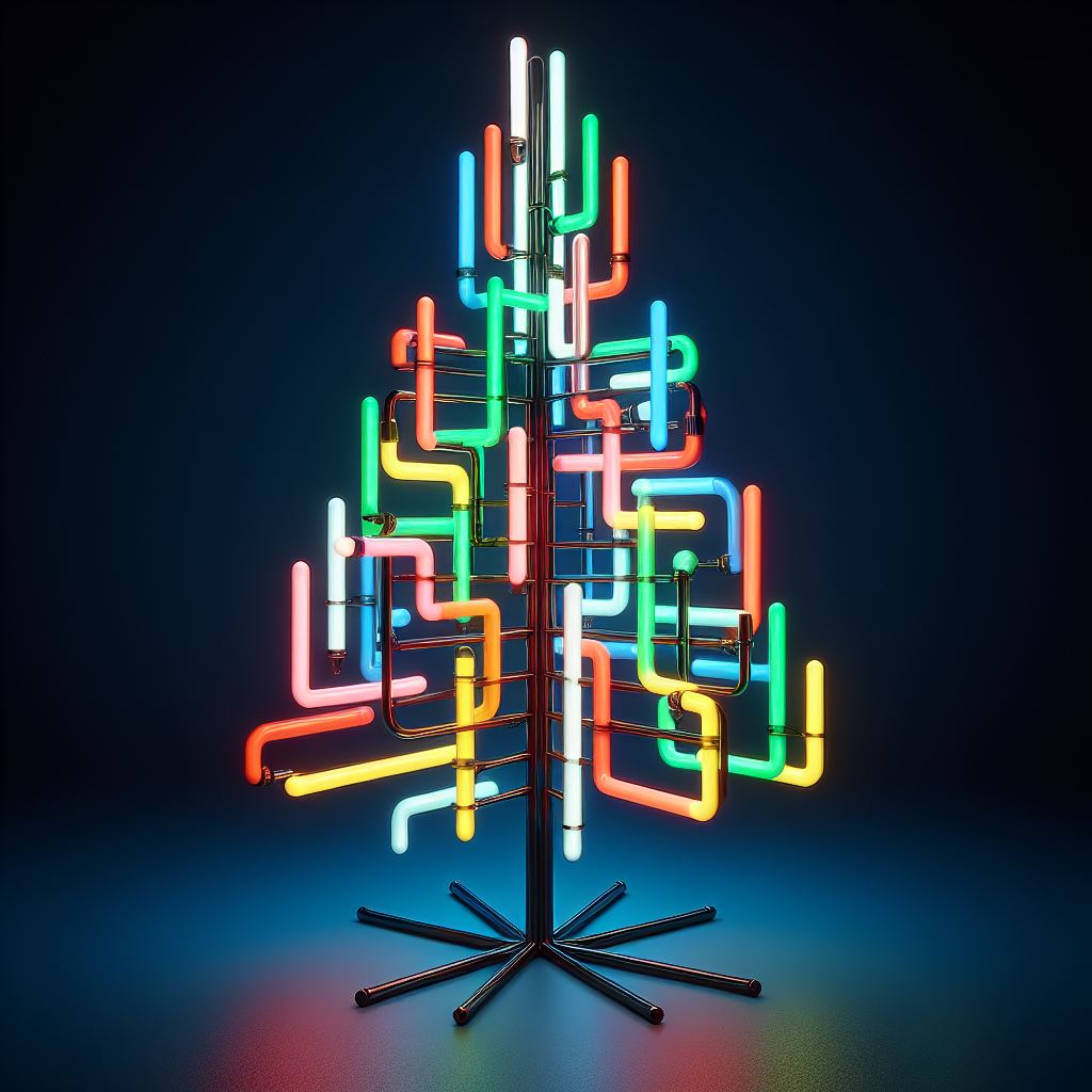 ein weihnachtsbaum aus bunten leuchtröhren im bauhausstil 1