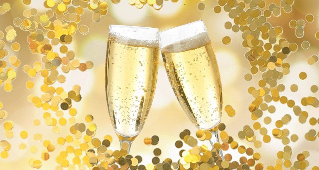 Gratulation mit Sekt