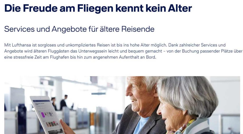 Lufthansa Begleitservice für älteer Reisende