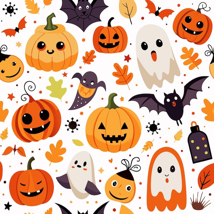 schoene-halloween-kuerbisse-fledermaeuse-und-geister-nahtloses-muster_123891-138167