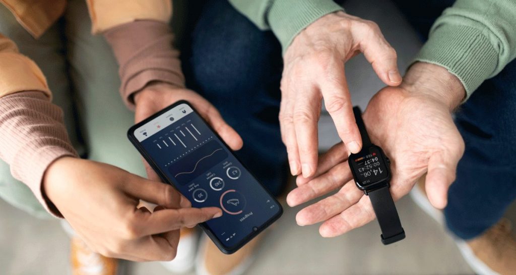 Senior richtet Smartwatch ein