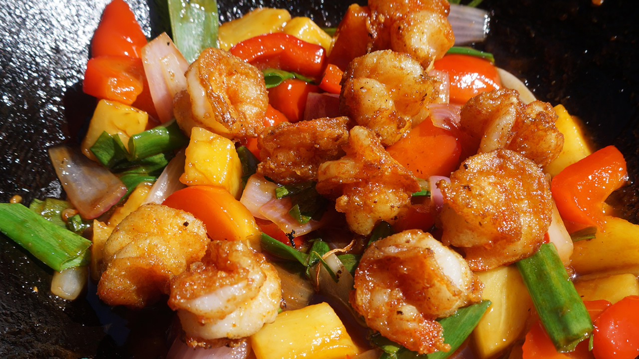 sweet sour prawns