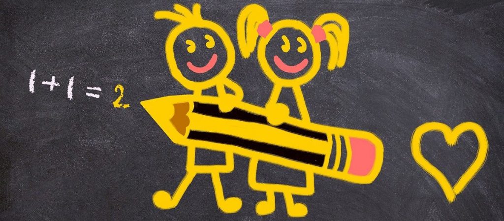 Tafel in der 1. Klasse