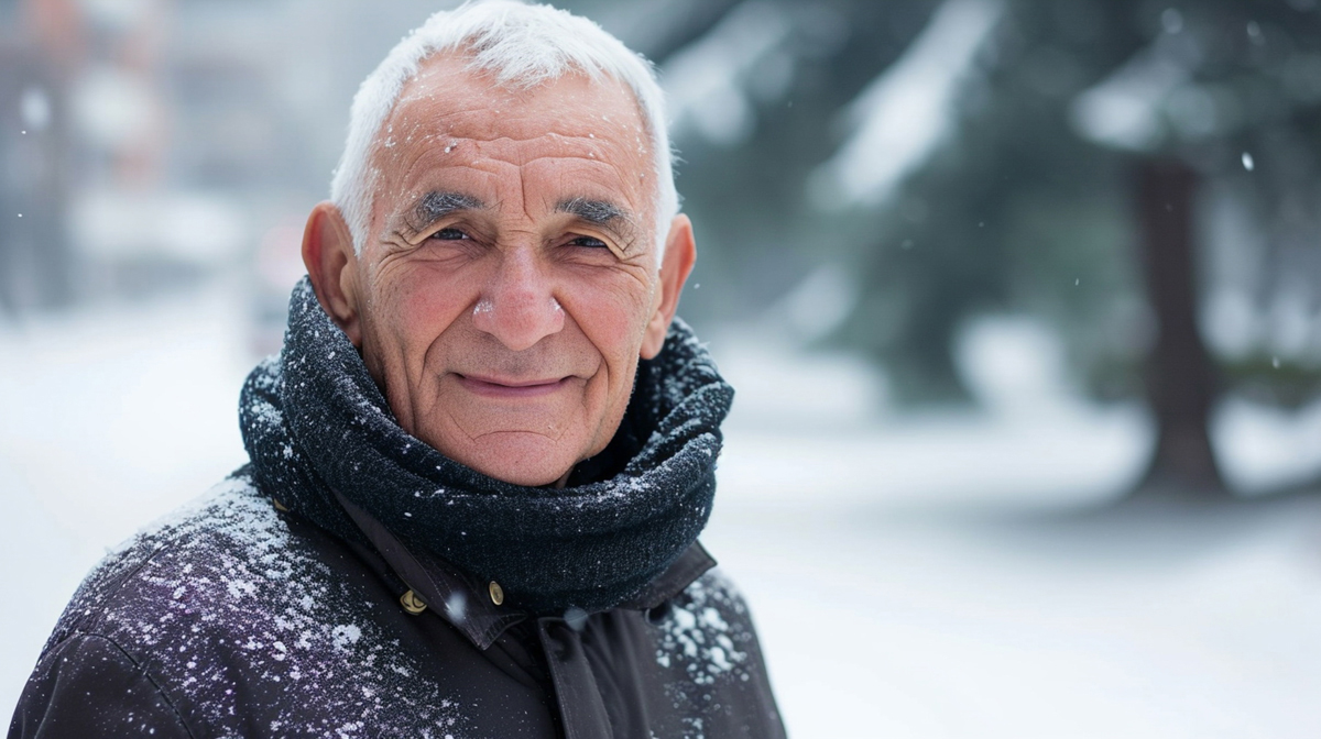 Senior im Winter